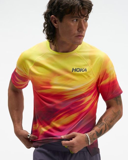Hoka One One Red Race Day Short Sleeve Top for men