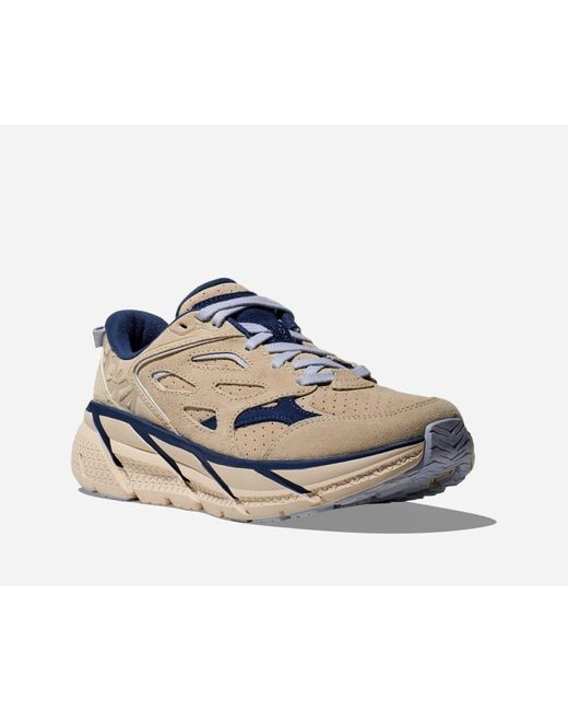 Hoka One One Blue Clifton L Suede Walking Shoes