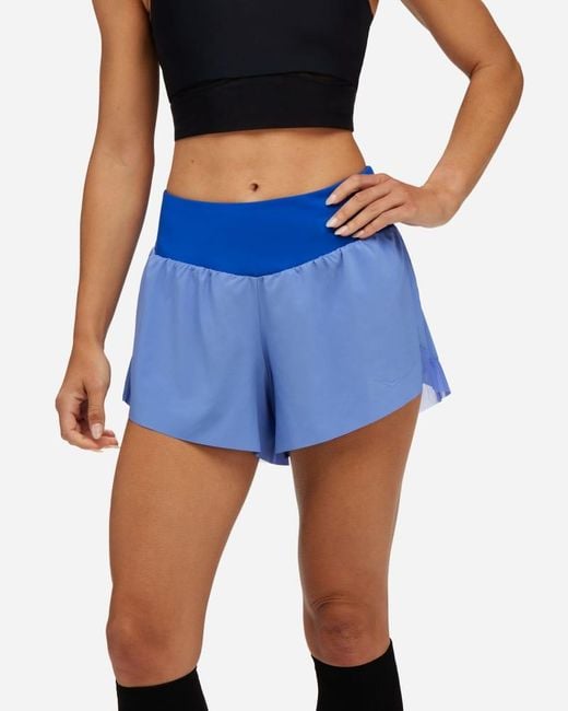 Hoka One One Blue Glide Shorts, 10 cm für Damen in Cosmos Größe L | Shorts