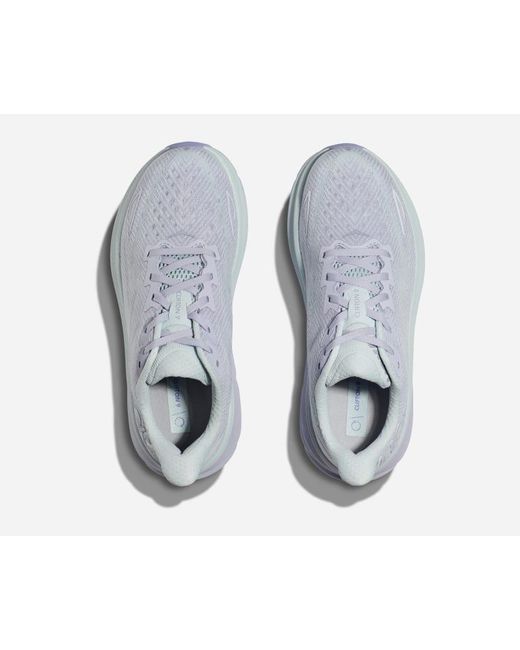 Hoka One One White Clifton 9 Schuhe für Damen in Ether/Illusion Größe 37 1/3 | Straße