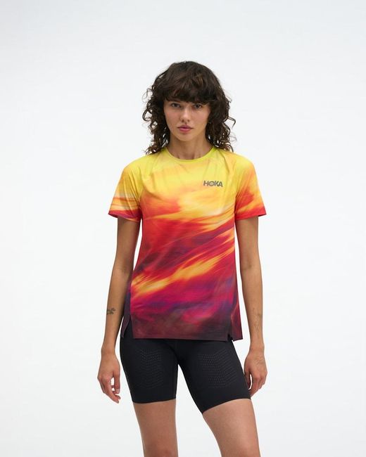 Hoka One One Red Race Day Short Sleeve Top