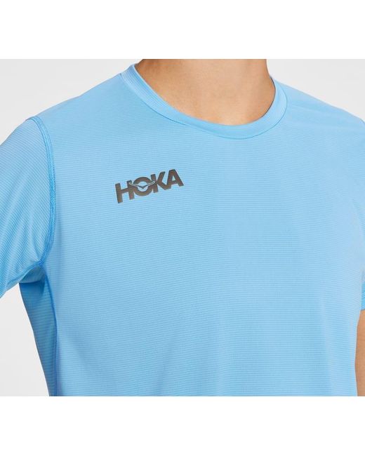 Hoka One One Blue Short Sleeve für Damen in All Aboard Größe L | Kurzarmshirts