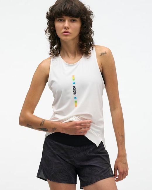 Hoka One One White Everyrun Tank Top