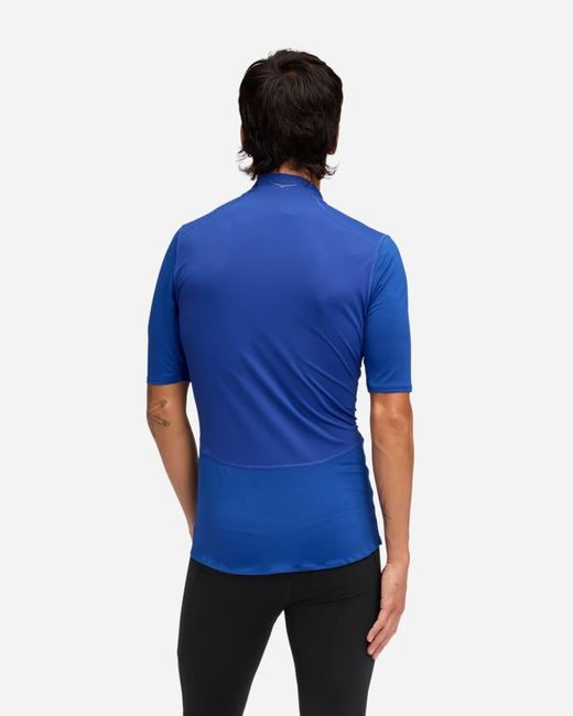 Hoka One One Blue Skybreeze Short Sleeve Zip Top for men