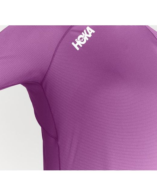 Hoka One One Purple Glide Shirt mit 3⁄4-Ärmeln für Damen in Beautyberry Größe L | Langarmshirts