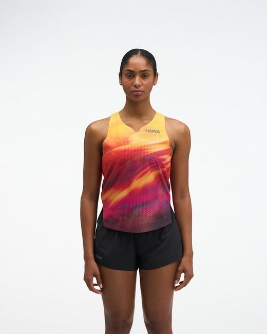 Hoka One One Red Race Day Singlet
