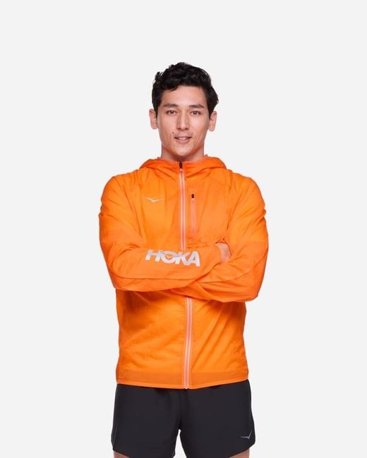 Hoka One One Orange Skyflow Viz Jacket for men