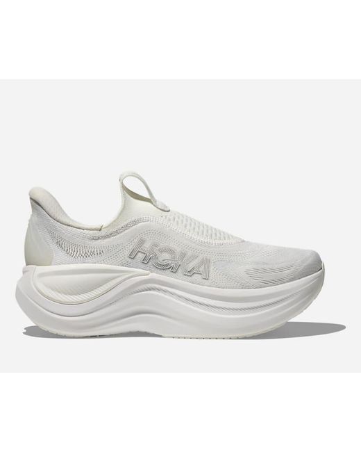Hoka One One White Skyward Laceless Recovery Shoes