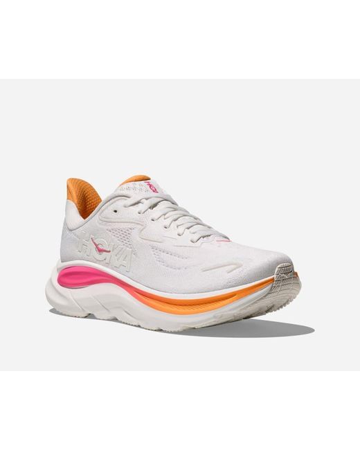 Hoka One One Clifton 10 Schuhe für Damen in White/Electric Rose Größe 36 2/3 | Straße