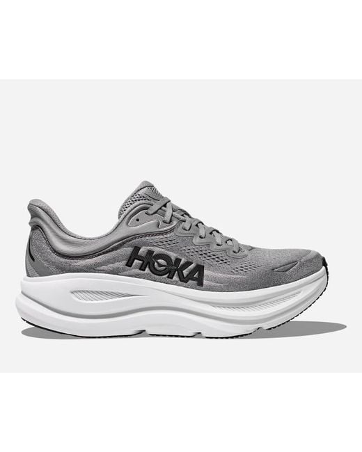 Hoka One One Gray Bondi 9 Road Running Shoes for men