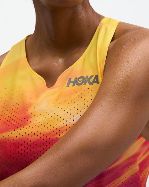 Hoka One One Red Race Day Singlet