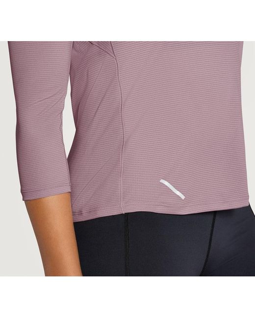 Hoka One One Purple Glide Shirt mit 3⁄4-Ärmeln für Damen in Elderberry Größe L | Langarmshirts