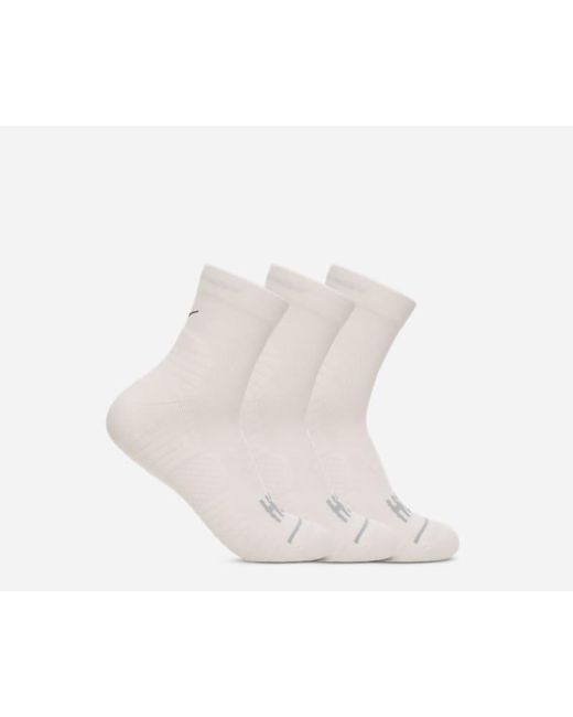 Hoka One One White Quarter Run Sock 3-pack