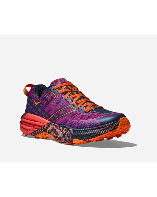 Hoka One One Blue Speedgoat 2 Schuhe in Wild Flower/Electric Tangerine Größe 39 1/3 | Gelände
