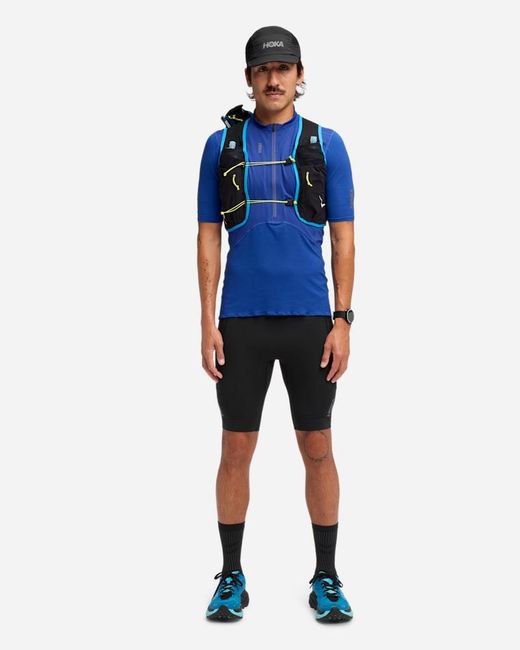 Hoka One One Blue Skybreeze Short Sleeve Zip Top for men