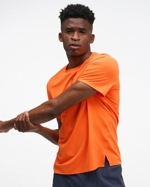 Hoka One One Orange Everyrun Short Sleeve Top for men