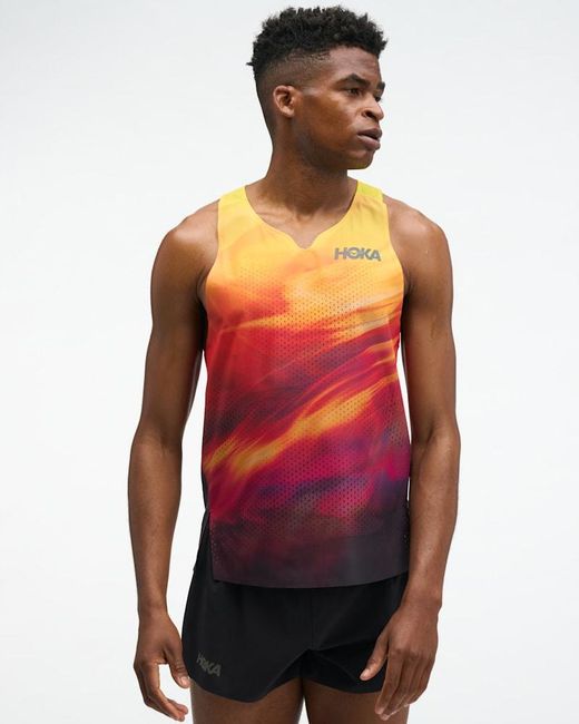 Hoka One One Red Race Day Singlet for men