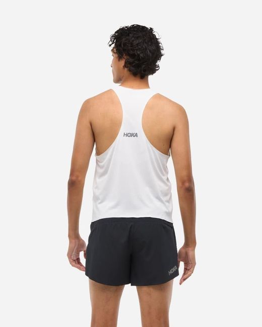 Hoka One One White Race Day Singlet for men