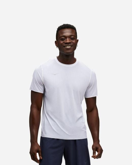 Hoka One One White Airolite Run Short Sleeve for men