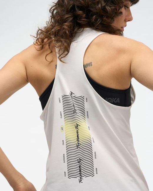 Hoka One One White Everyrun Tank Top