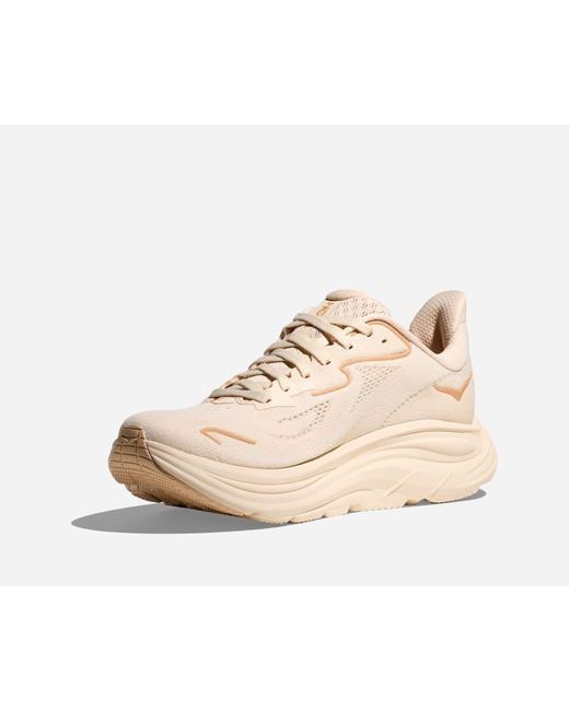 Hoka One One White Clifton 10 Schuhe für Damen in Vanilla/Birch Größe 36 Weit | Straße