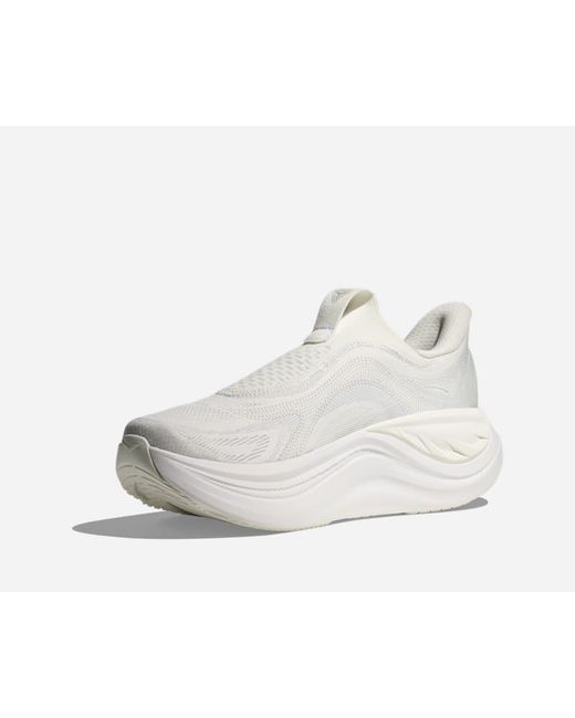 Hoka One One White Skyward Laceless Recovery Shoes