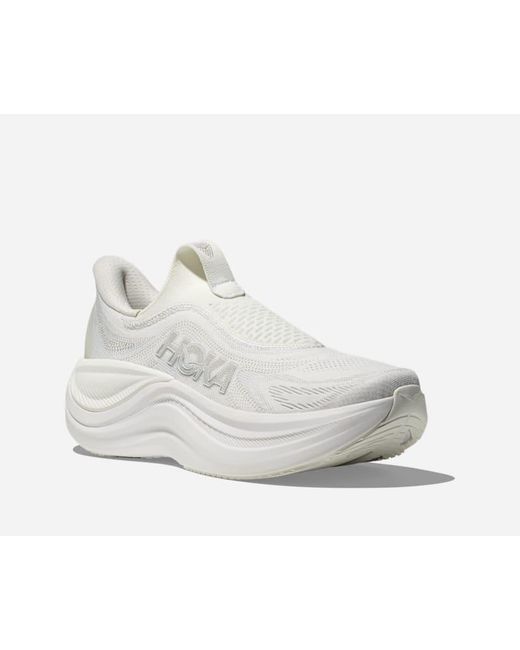 Hoka One One White Skyward Laceless Recovery Shoes
