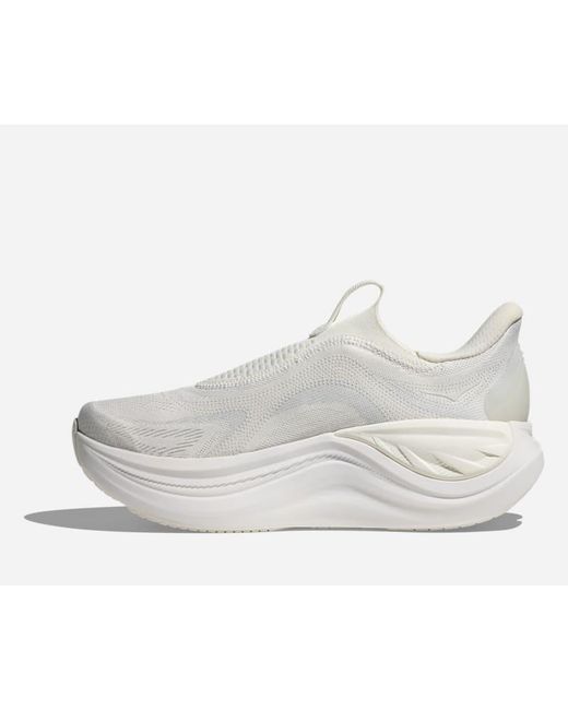 Hoka One One White Skyward Laceless Recovery Shoes