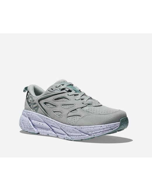 Hoka One One Gray Clifton L Suede Walking Shoes