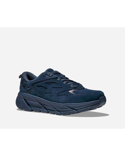 Hoka One One Blue Clifton L Suede Walking Shoes