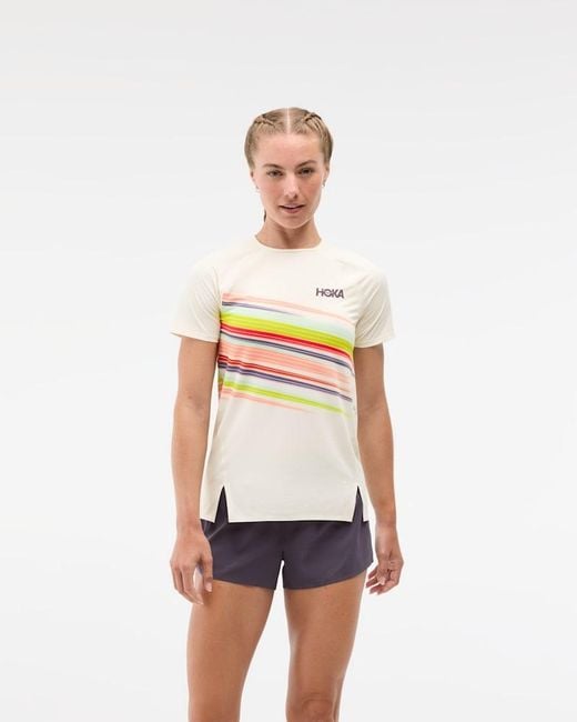 Hoka One One White Race Day Short Sleeve Top