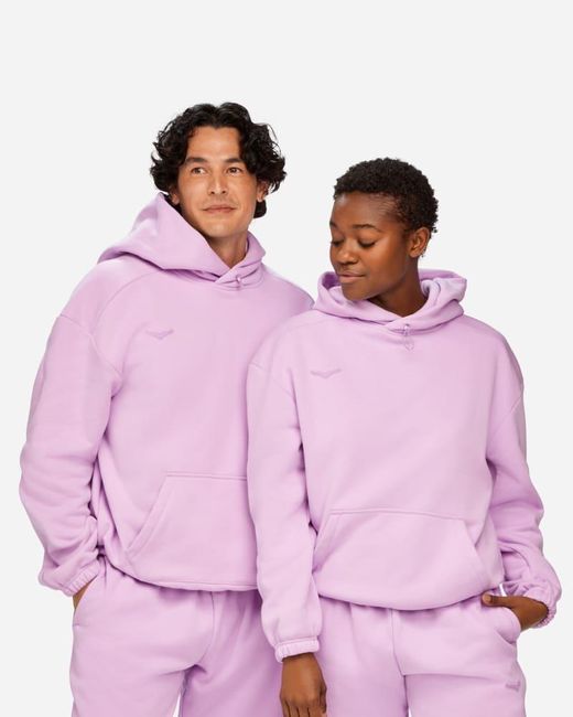Hoka One One Pink Essential Hoodie in Violet Bloom Größe S | Hoodies