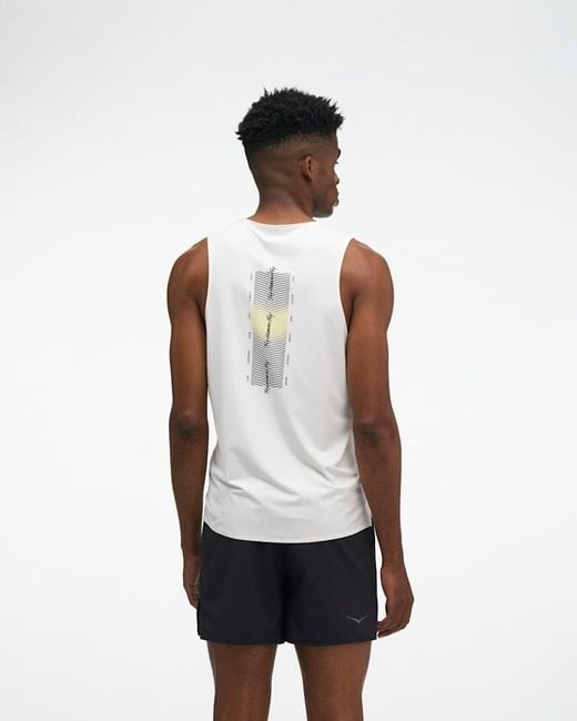 Hoka One One White Everyrun Tank Top for men