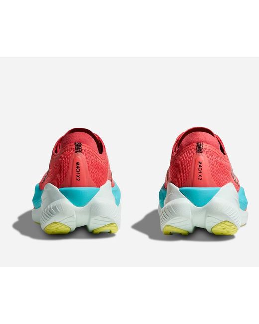 Hoka One One Mach X 2 Schuhe für Herren in Grapefruit/Electric Coral Größe 43 1/3 | Straße in Blue für Herren