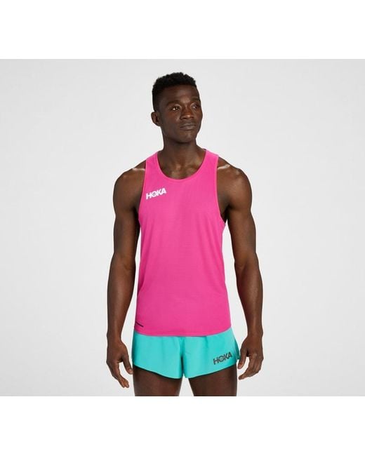 Débardeur Glide pour Homme en Pink Yarrow Taille XL | Débardeurs Hoka One One pour homme en coloris Red