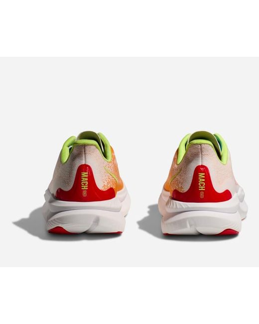 Hoka One One Mach 6 Schuhe für Herren in White/Solar Flare Größe 40 2/3 | Straße in Pink für Herren