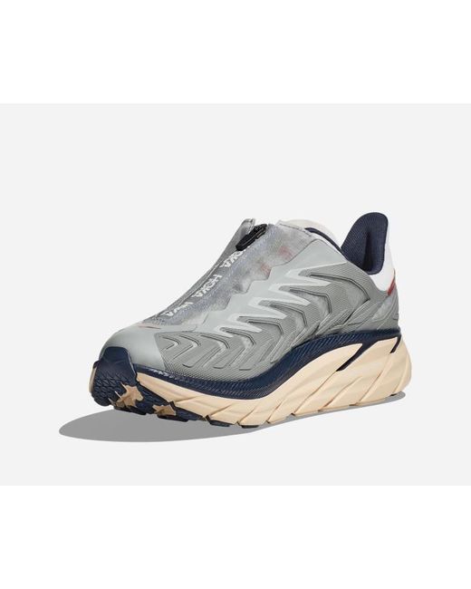 Hoka One One Gray Project Clifton Schuhe in Limestone/Shifting Sand Größe 36 2/3 | Lifestyle