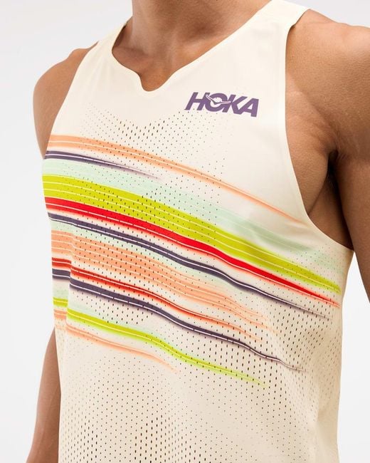 Hoka One One White Race Day Singlet for men
