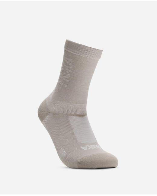 Hoka One One White Merino Trail Crew Run Sock