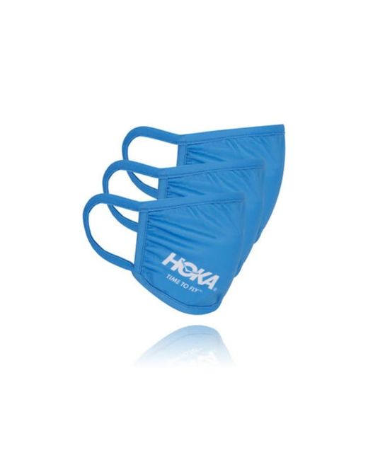Hoka One One Face Mask (pack Of 3) In Blue, Size Small