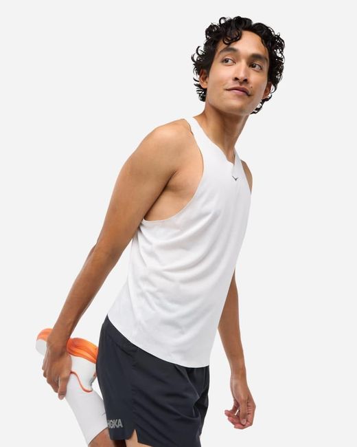 Hoka One One White Race Day Singlet for men