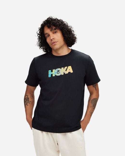 Hoka One One Topo Logo T-Shirt für Herren in Black Größe L | Kurzarmshirts in Blue für Herren