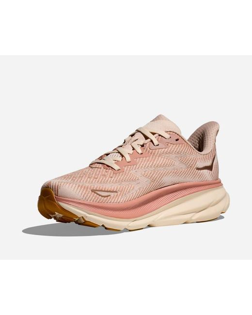 Hoka One One Pink Clifton 9 Schuhe für Damen in Sandstone/Cream Größe 36 2/3 | Straße