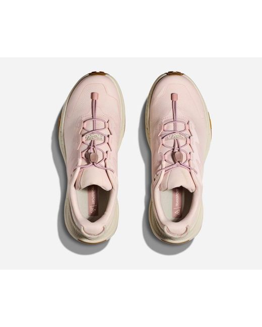 Hoka One One Pink Transport Schuhe für Damen in Cosmic Pearl/Oat Milk Größe 42 | Wandern