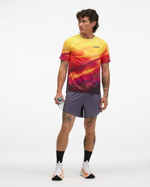 Hoka One One Red Race Day Short Sleeve Top for men