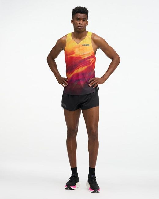 Hoka One One Red Race Day Singlet for men