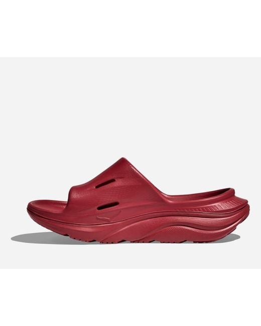 Ora Recovery Slide 3 Chaussures En Taille Hoka One One en coloris Red
