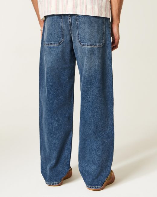 Hollister Blue Dark Wash Skater Baggy Jeans for men