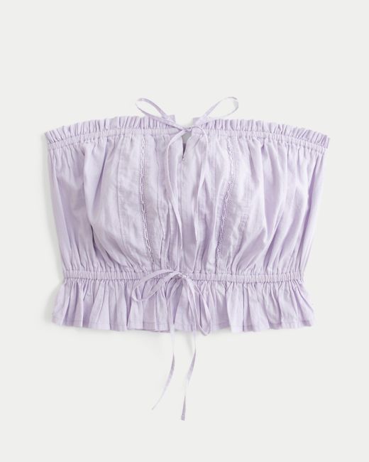 Hollister Purple Easy Crop Strapless Lace Inset Tube Top