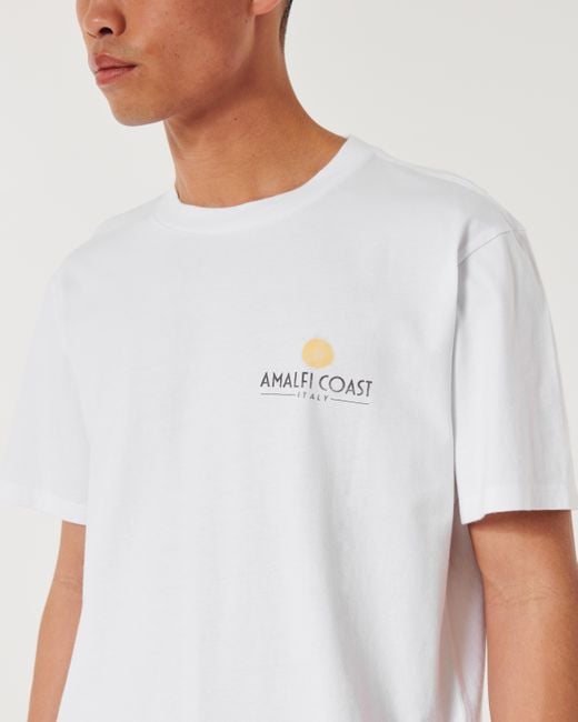 Hollister White Relaxed Amalfi Coast Italy Graphic Tee for men